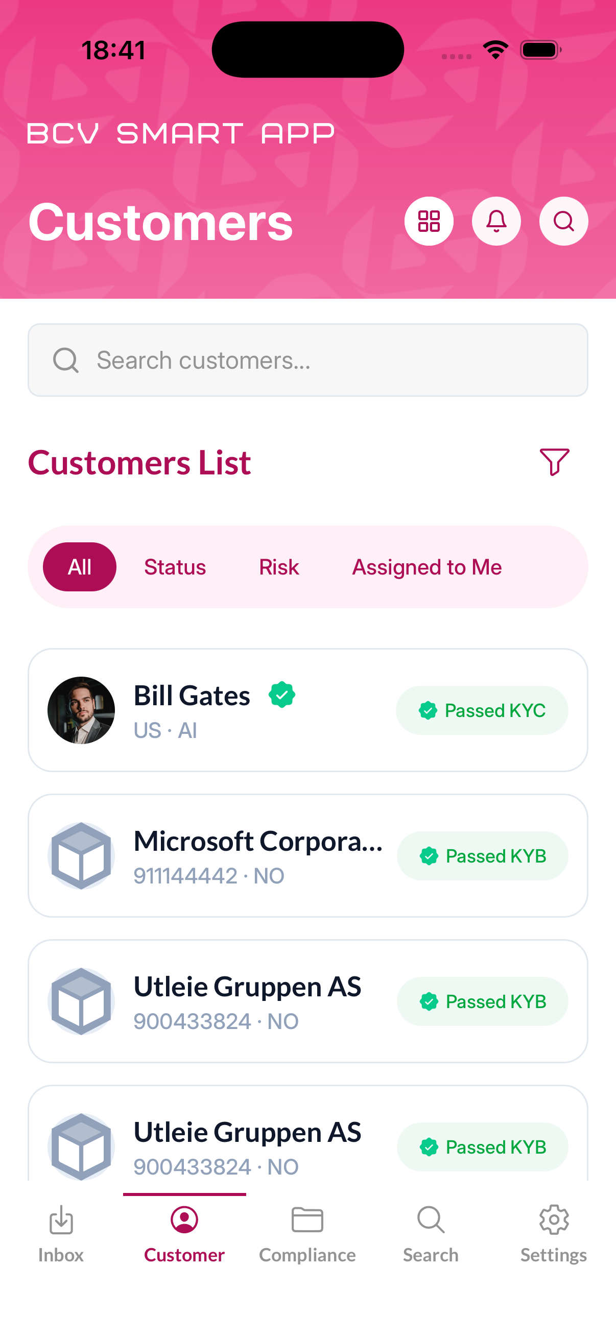 BCV Smart App – detail view